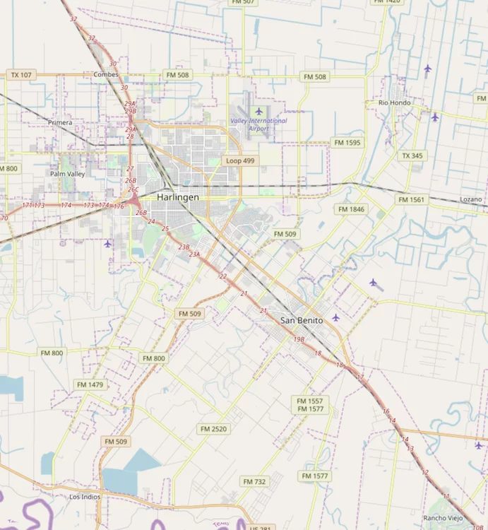 Harlingen-map San Benito