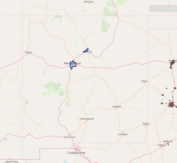 New Mexico Map Fiber Internet in Tyler, Texas